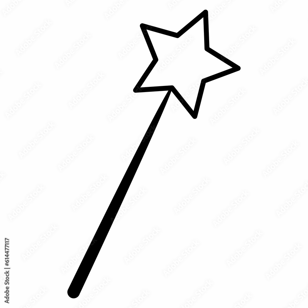 Magic wand with star decoration design. Magic wand with star decoration design.