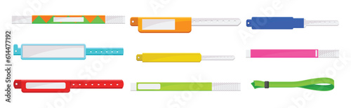 Bracelet and Colorful Wristband as Event Access and Entrance Vector Set