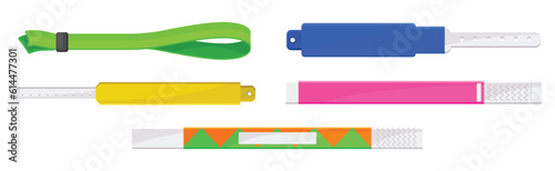 Bracelet and Colorful Wristband as Event Access and Entrance Vector Set