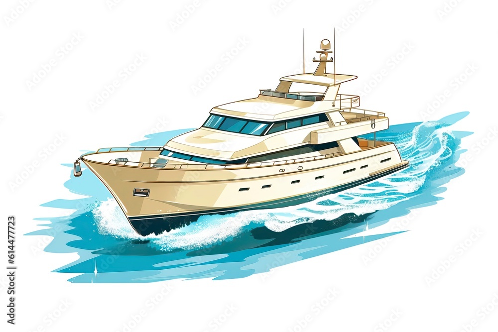 Yacht Illustration. Transportation illustration. Generative AI
