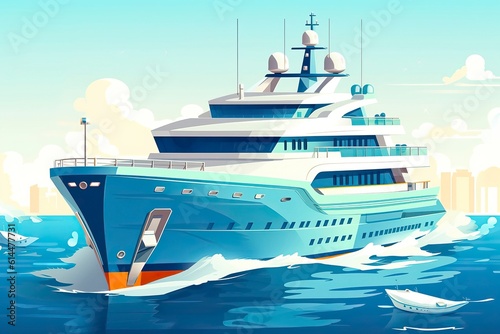 Yacht Illustration. Transportation illustration. Generative AI 