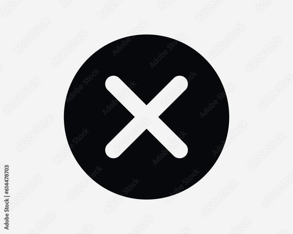 Round Cross Icon. Cancel Error Problem Colse Wrong Off No Deny Rejected Declined Refuse. Black White Sign Symbol Artwork Graphic Clipart EPS Vector Round Cross Icon. Cancel Error Problem Colse Wrong Off No Deny Rejected Declined Refuse. Black White Sign Symbol Artwork Graphic Clipart EPS Vector