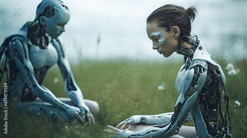 a robot or a woman half a r...