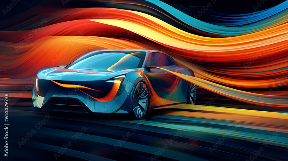 abstract dynamic fast colorful motion cars , generative ai