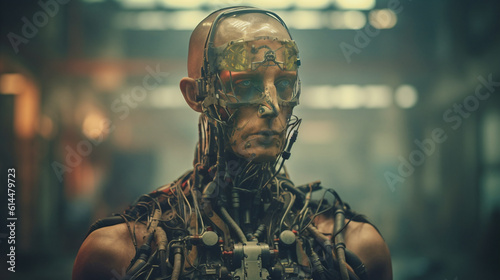a robot or a man half a rob...