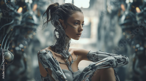 a robot or a woman half a r...