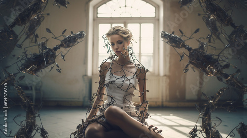 a robot or a woman half a r...