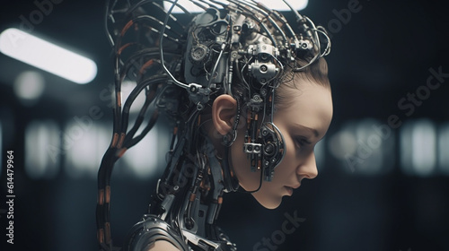 a robot or a woman half a r...