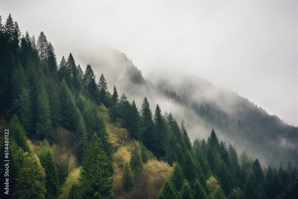 Enchanted Foggy Forest. Generative AI