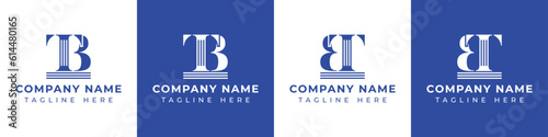 Letter BT and TB Pillar logo, suitable for any business with TB or BT related to Pillar.