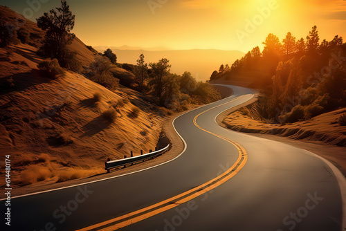 A winding road in the mountains. AI technology generated image © onlyyouqj