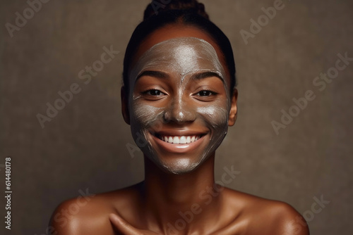Embracing Self-Care: Smiling Woman and Her Skincare Ritual. Generative AI