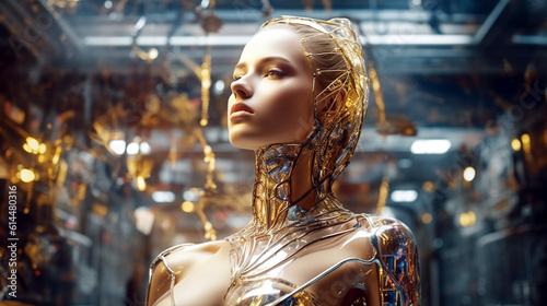 a robot or a woman half a r...