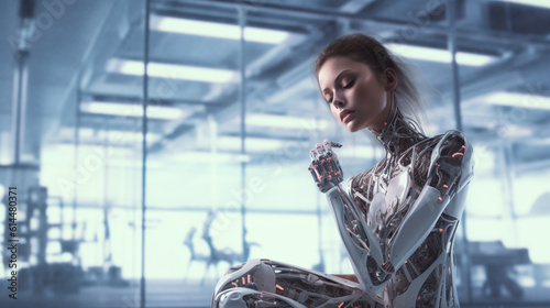 a robot or a woman half a r...