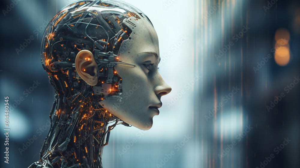 a robot or a woman half a robot with mechanical technological body parts and upgrades, transhumanism cyborg and artificial intelligence, a robot or a woman half a robot with mechanical technological body parts and upgrades, transhumanism cyborg and artificial intelligence,
