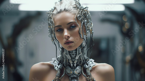 a robot or a woman half a r...