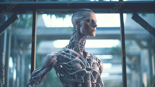 a robot or a man half a rob...