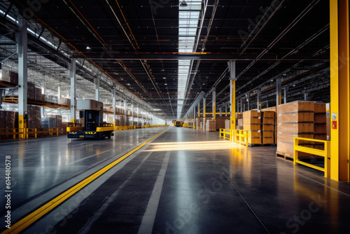 Sprawling High-Tech Industrial Warehouse. Generative AI