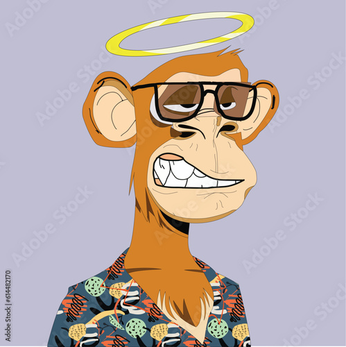 NFT Character is wearing a stylish shirt and a colorful circle is circling. 