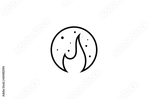 fire simple line style logo in circle shape