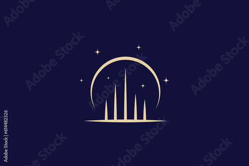 metropolis city luxury logo design with moon and stars background