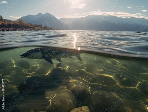 Upside-Down Gliding Lake Trout in Lake Baikal photo