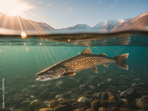 Upside-Down Gliding Lake Trout in Lake Baikal photo