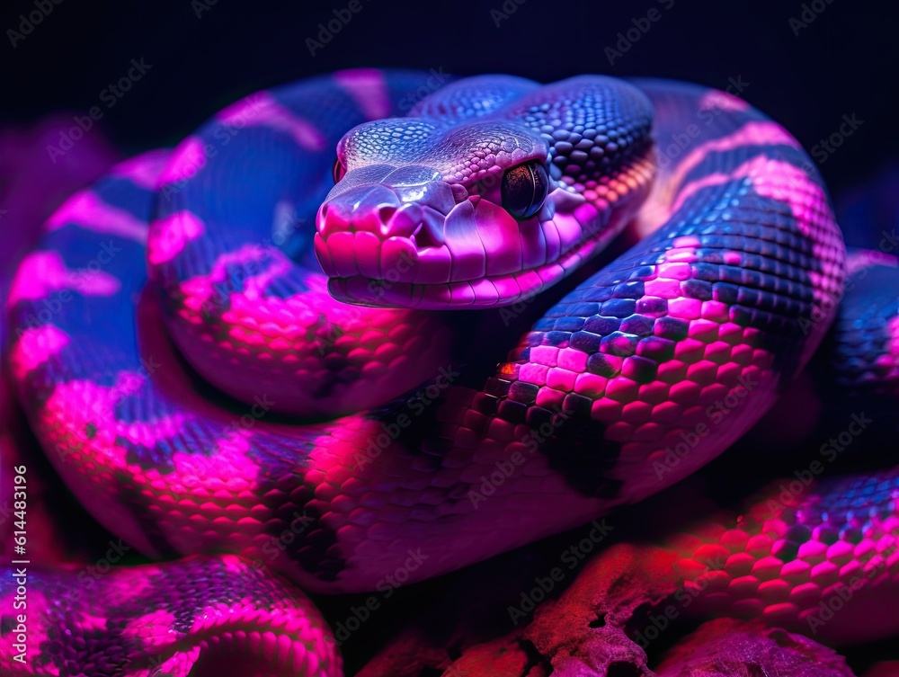 Fototapeta premium Electric Pink Firefly: Ball Python in Vietnam Caves