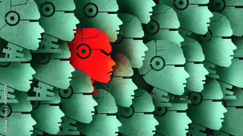 Bild auf Leinwand AI growth risk as Good Bots and a Bad Bot and chatbot as a social vulnerability