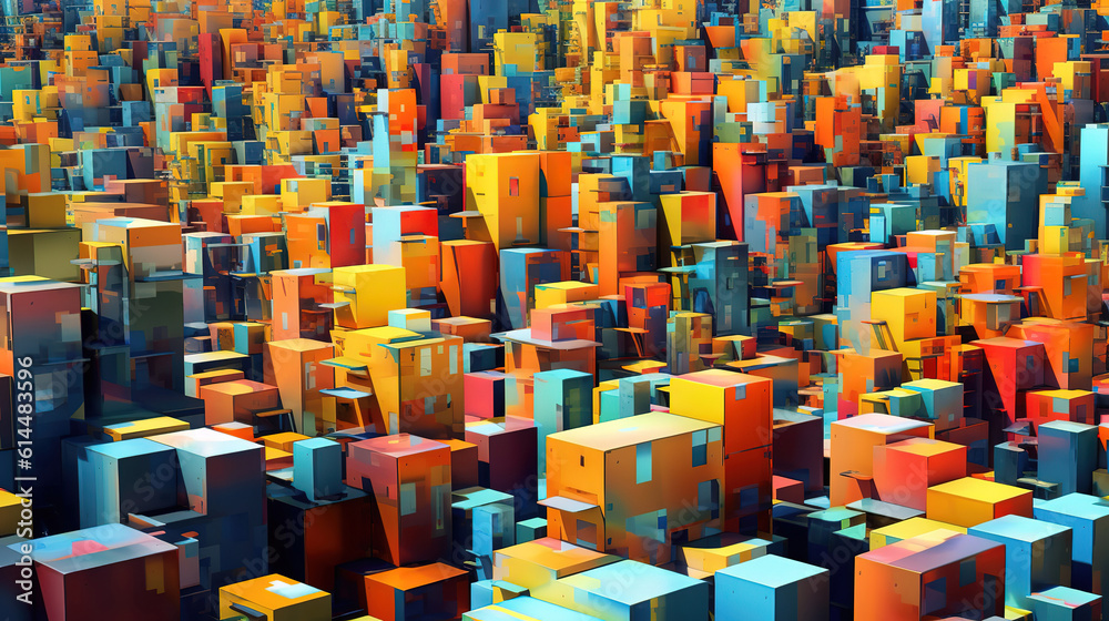 Obraz premium Virtual city in abstract materials. Generative Ai