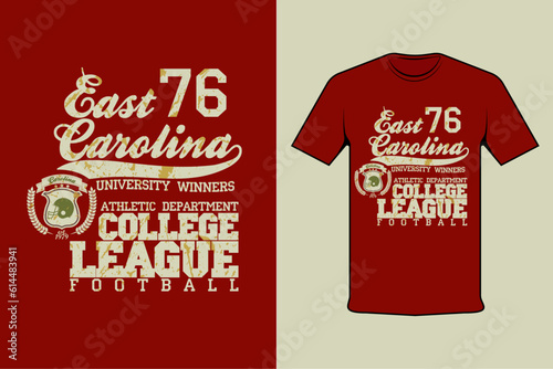 t shirt design with text east 76 carolina college league