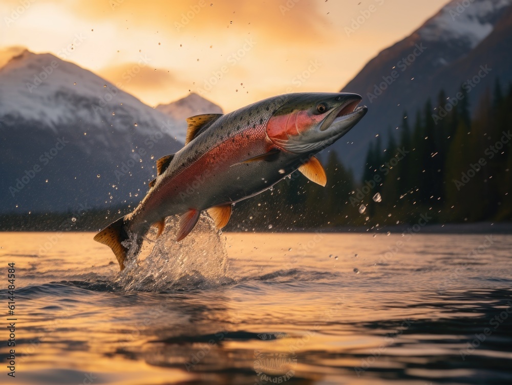 Fototapeta premium Canadas Majestic Keta Salmon Leap