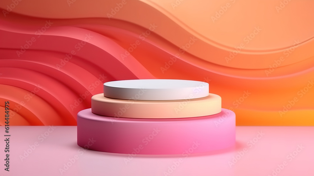 Abstract minimal concept. Vibrant bright multi colour background with podium stage. Generative Ai Abstract minimal concept. Vibrant bright multi colour background with podium stage. Generative Ai