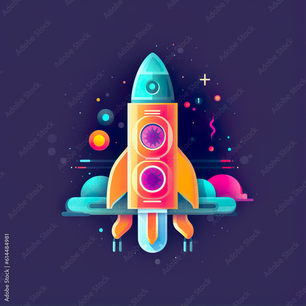 colourfull logo with a rocket,this design was generated by an artificial intelligence colourfull logo with a rocket,this design was generated by an artificial intelligence