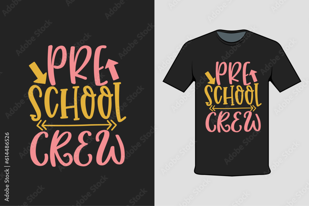Inscribed shirt design pre school crew, t-shirt template typography. Inscribed shirt design pre school crew, t-shirt template typography.