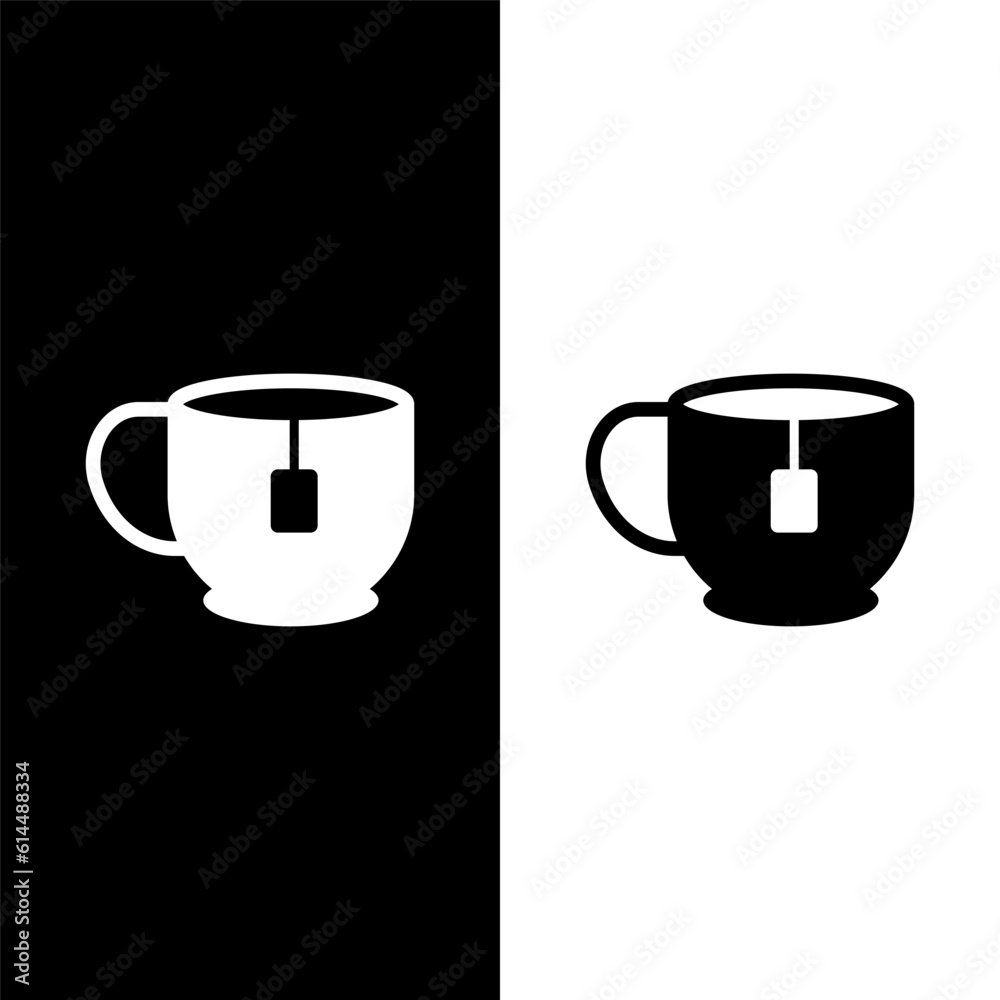 black and white tea cup icon