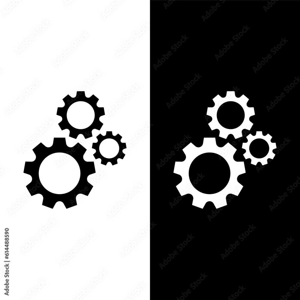 black and white gear icon black and white gear icon