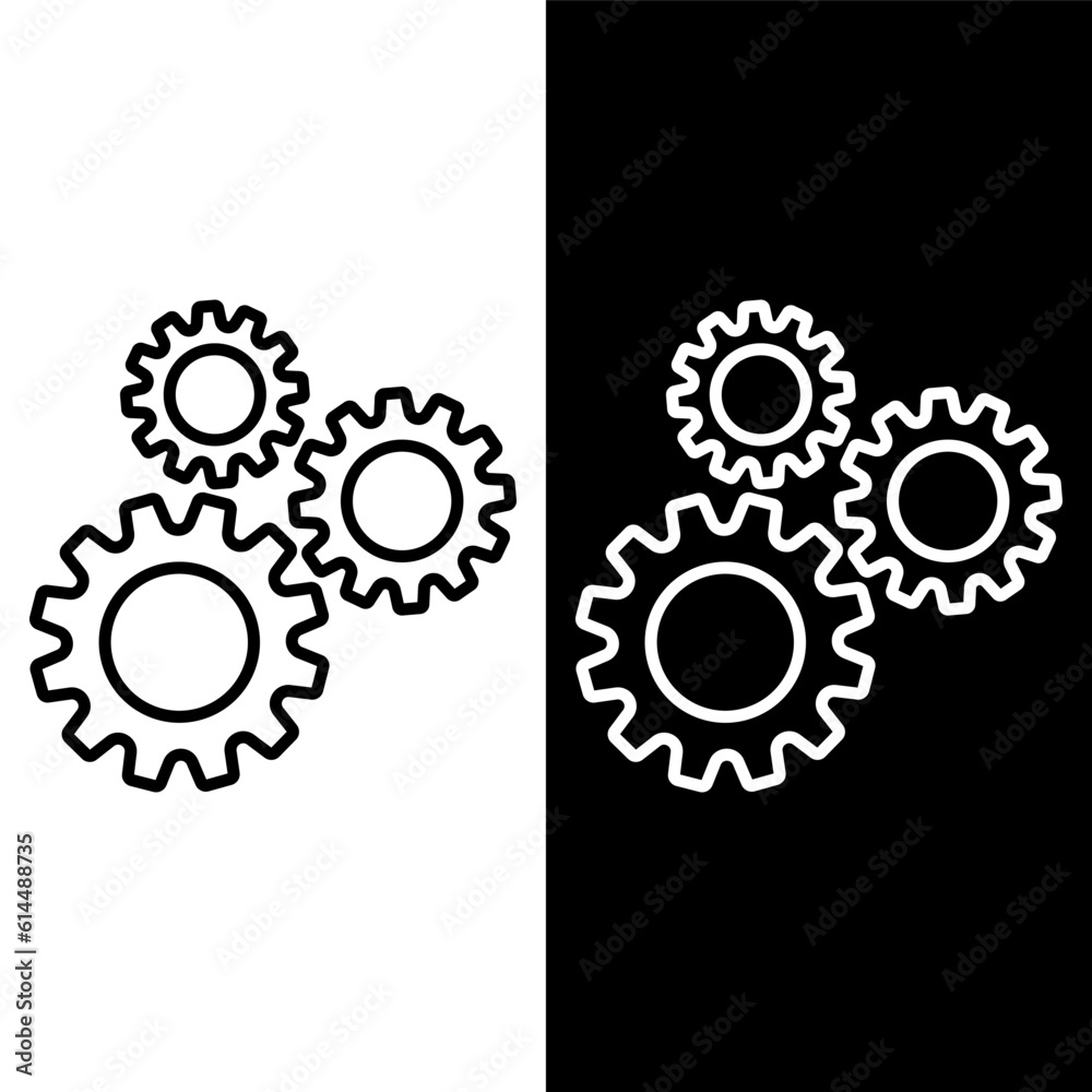 black and white gear icon black and white gear icon