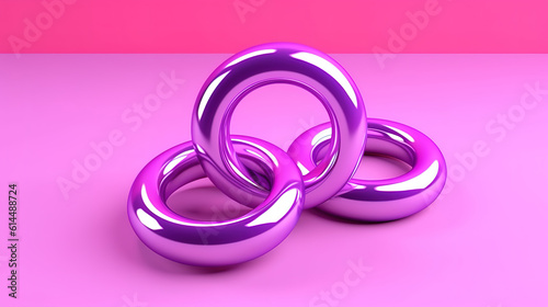 Three dimensional render of two brown glossy rings. Generative Ai