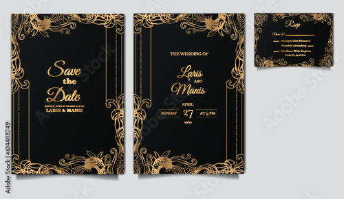 luxury elegant wedding invitation card design set