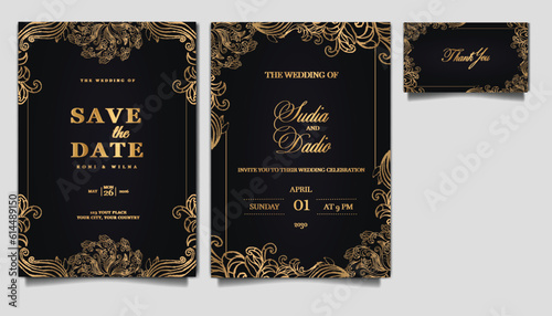 luxury vintage wedding invitation set