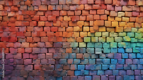 brick wall painted in rainbow colors gradient. generative ai