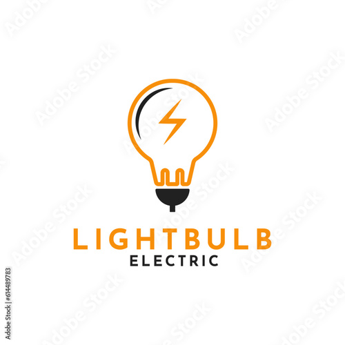 Lightbulb electric with plug, lightbulb logo design concept