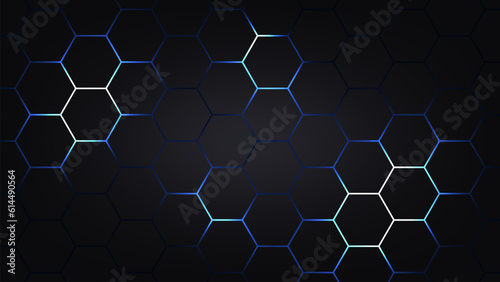 Hexagonal abstract technology background. electric glow hexagonal background. vector illustration.