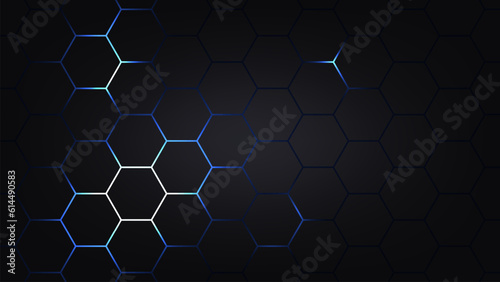 Hexagonal abstract technology background. electric glow hexagonal background. vector illustration.