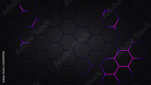 Hexagonal abstract technology background. electric glow hexagonal background. vector illustration.