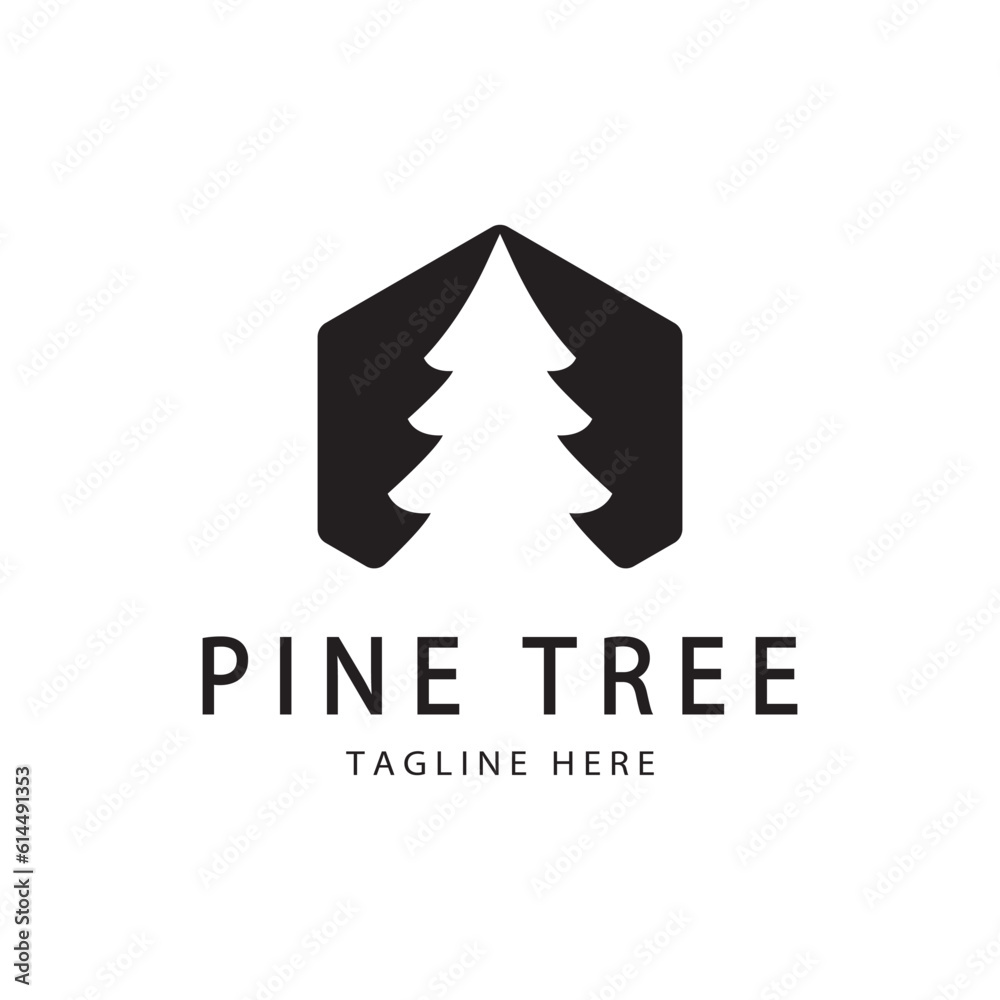 Fototapeta premium simple pine or fir tree logo,evergreen.for pine forest,adventurers,camping,nature,badges and business.vector
