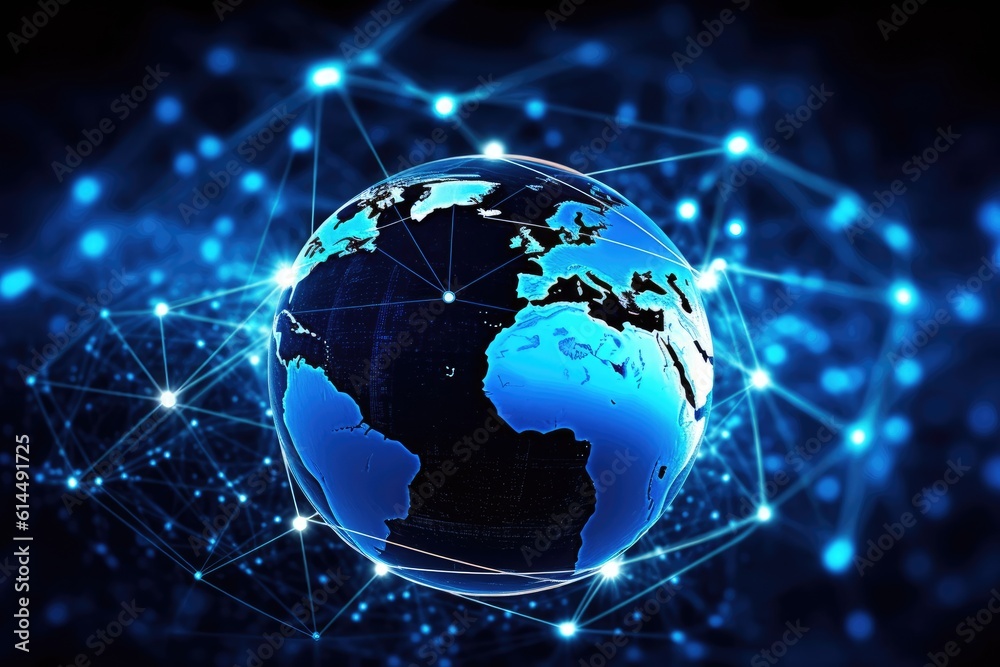 A close - up photo that represents the concept of communication technology for internet business. Generative AI A close - up photo that represents the concept of communication technology for internet business. Generative AI