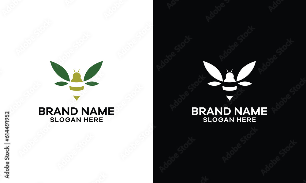 creative beetle logo with design leaf