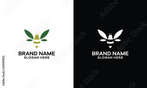 creative beetle logo with design leaf